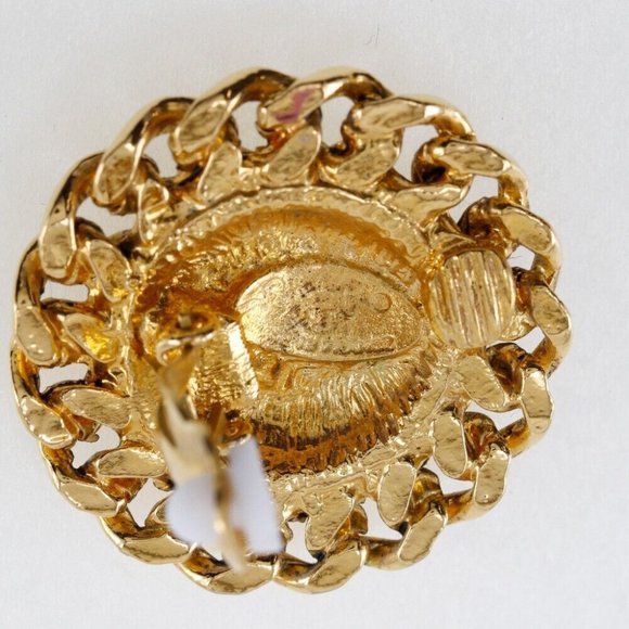 CHANEL COCO Mark Earring Matelasse vintage Plated Gold - Picture 5 of 7